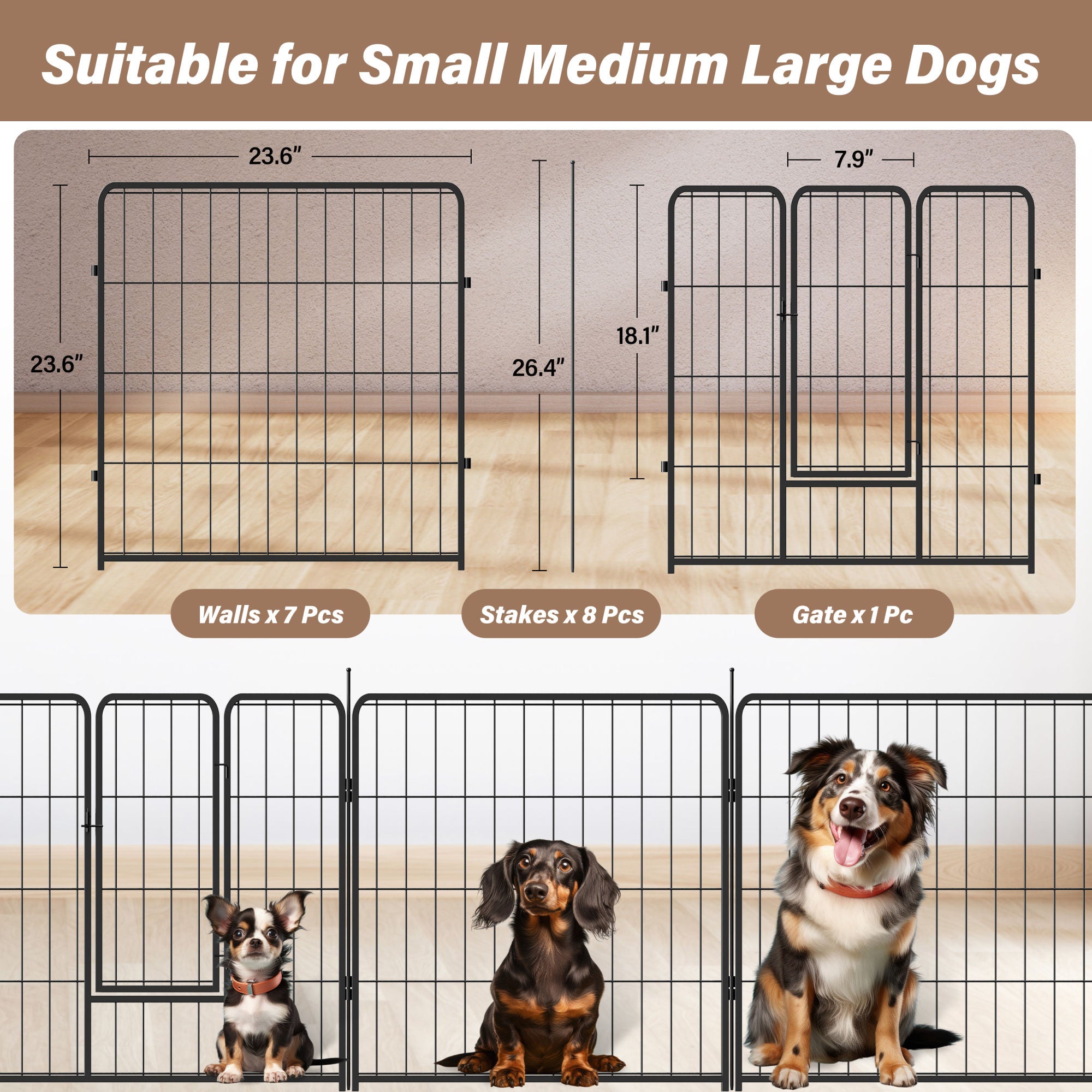 Dog Playpen Indoor Outdoor, 24" Height Doba